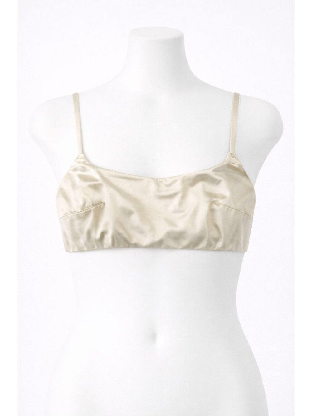 Auden size XS Satin Unlined Scoop Bralette - Cream Off White NEW